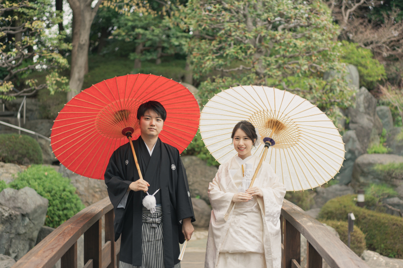 おめでたい紅白の番傘☂
