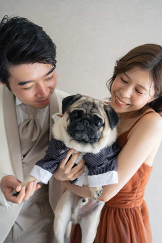 【ペット撮影無料】愛犬ちゃんもおめかしして一緒に撮影♪【スタジオ＆ロケ】