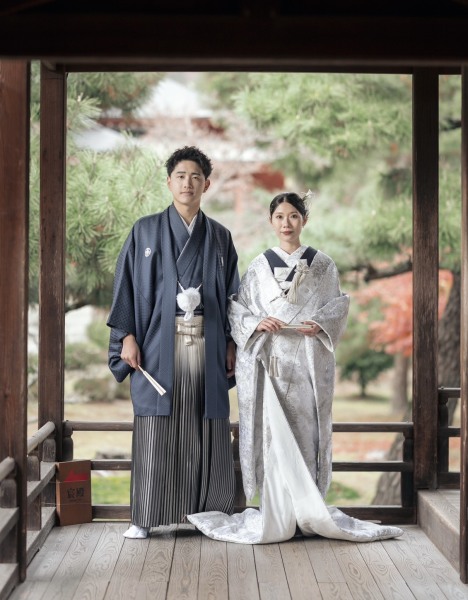 新郎紋付×掛下コーディネート