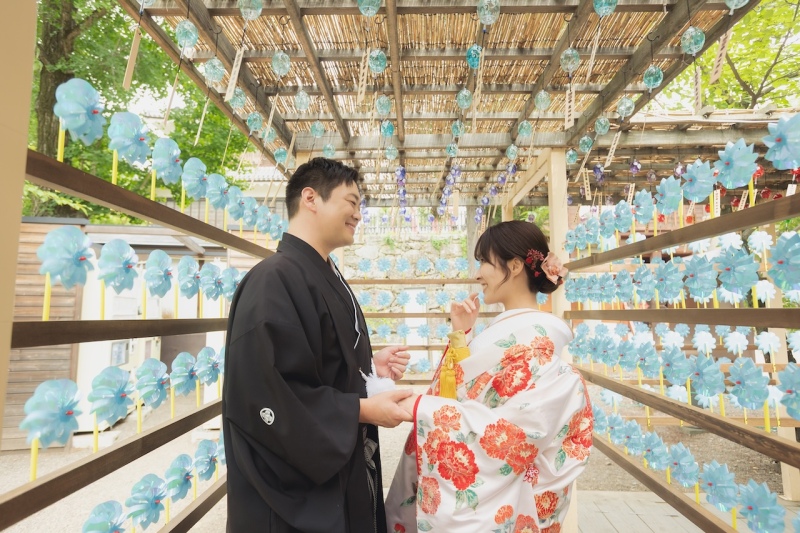 夏限定!上田城で楽しむ和装フォトウェディング|風鈴ロケーション撮影