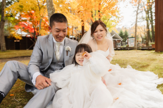 紅葉彩るタリアセンで家族フォト