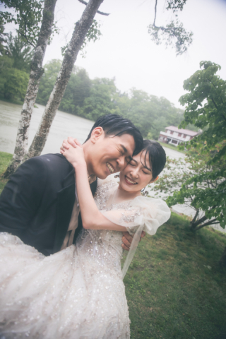 雨の中の楽しい撮影