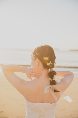 後ろ姿もリボンやお花でこだわって♡