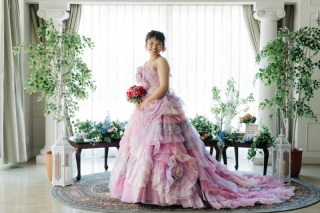 カラードレスPick Up!!|プリンセスラインのピンク×パープルドレス♡