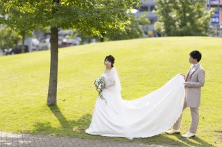 鮮やかな芝での撮影