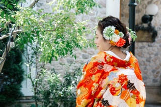 和装紹介｜イエベさん必見！迷ったらコレ！赤×オレンジの色打掛°˖✧