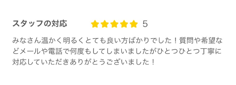 クチコミ紹介|お客様からのリアルな声!~スタッフの対応編~
