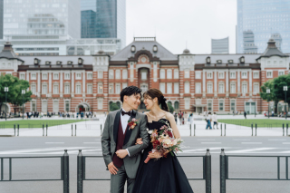 東京駅　駅舎前での撮影
