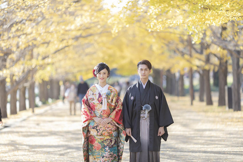 紅葉シーズンの和装前撮り