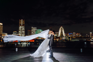 冬には夜景 大桟橋ロケーション撮影・ブライダル前撮り