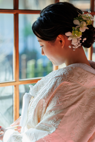 こだわりのヘアセットや髪飾りで・・・