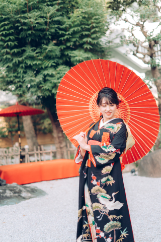 和傘を使って、、