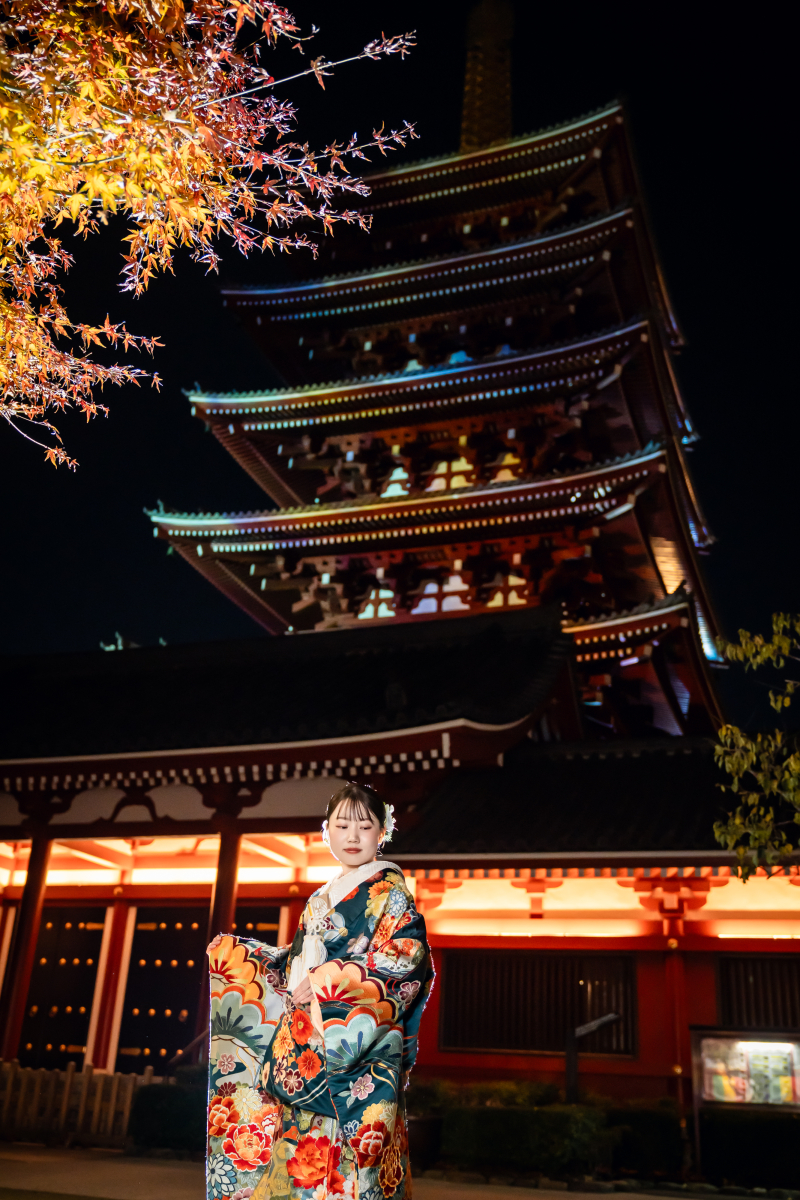 ◌。浅草の夜に包まれる 和装前撮り 。◌