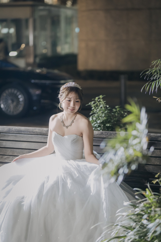 チュール素材のプリンセスラインドレス♡