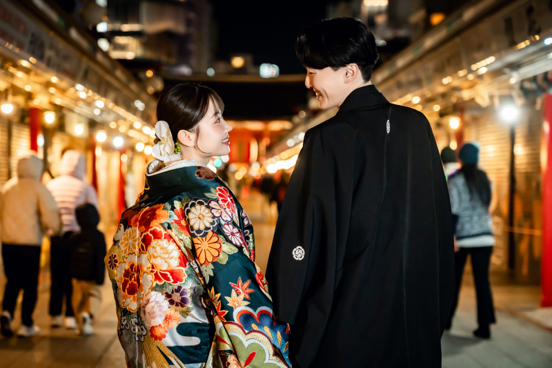 ◌。浅草の夜に包まれる 和装前撮り 。◌