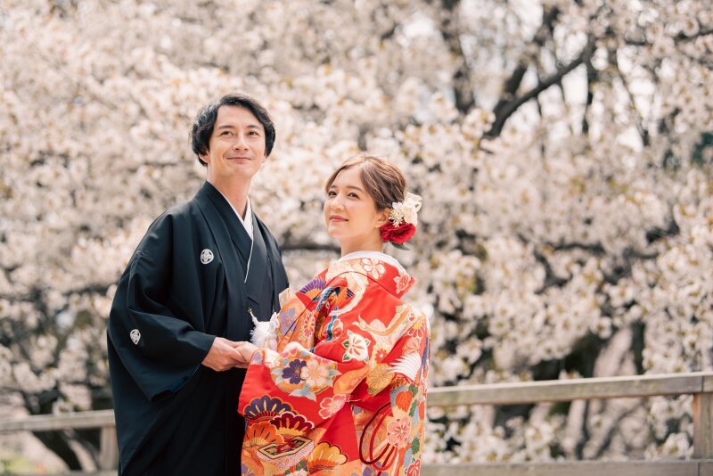 桜&times;和装フォトウェディング♡満開の春を彩る撮影