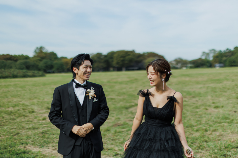 ブラックなのに可愛い♥水元公園で魅せる大人フォトウェディング 