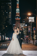 東京タワーを背に、三田交差点で叶えるナイトフォト