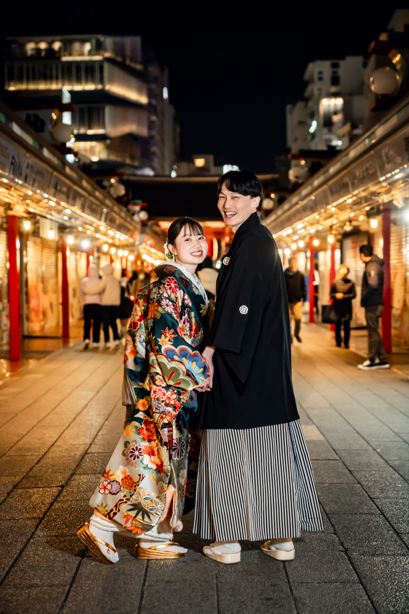◌。浅草の夜に包まれる 和装前撮り 。◌