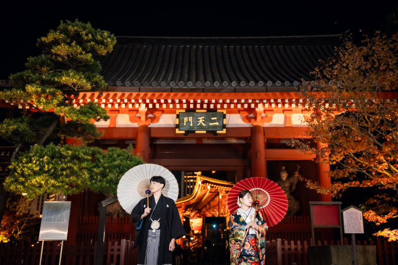 ◌。浅草の夜に包まれる 和装前撮り 。◌