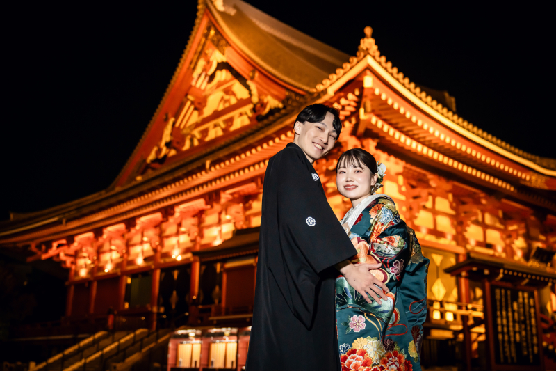 ◌。浅草の夜に包まれる 和装前撮り 。◌