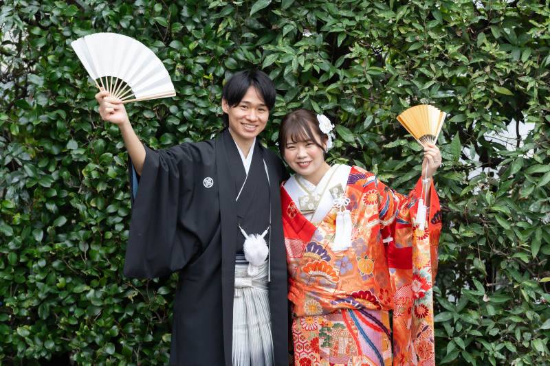 11月中旬、緑に包まれる目白庭園で和装ロケーション