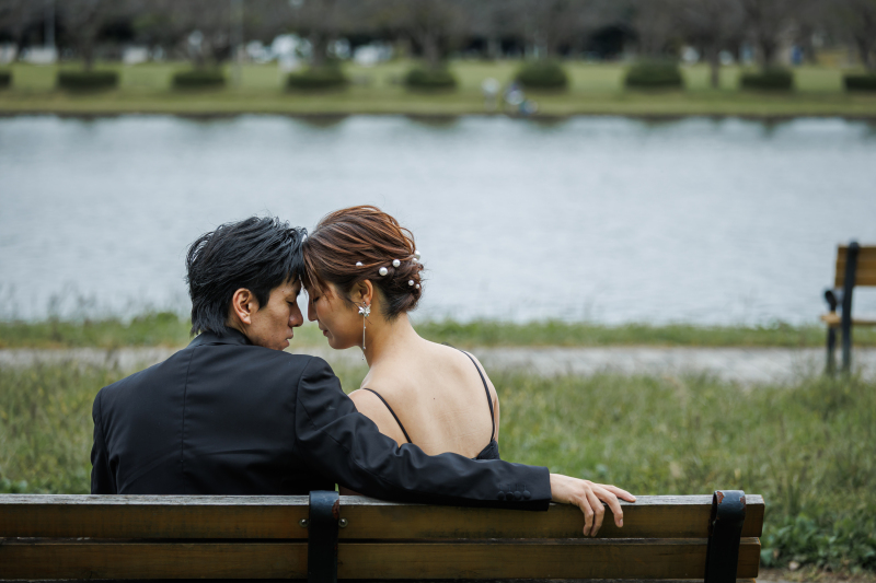 ブラックなのに可愛い♥水元公園で魅せる大人フォトウェディング 