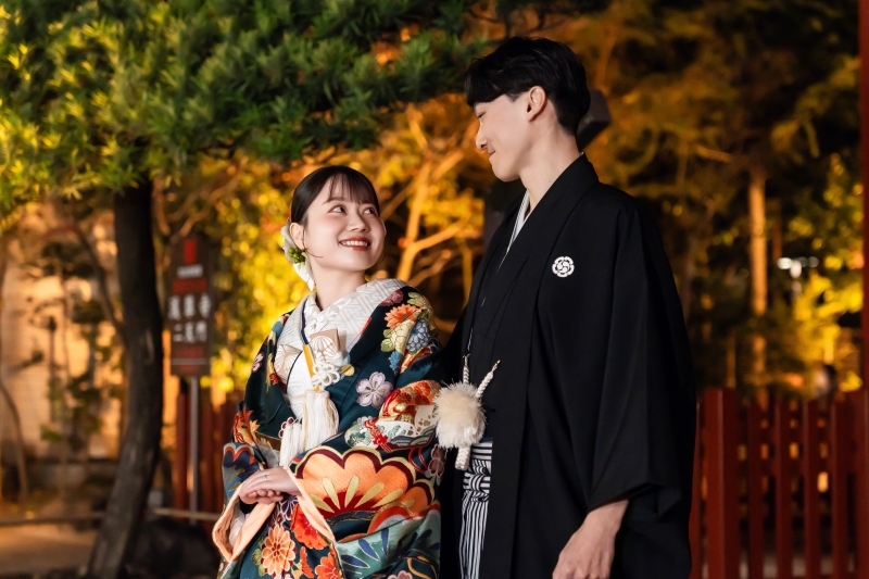 浅草の夜に和装で紡ぐ★ライトアップの中で残すフォトウェディング