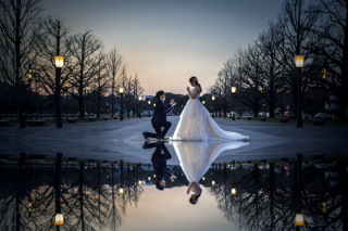 一瞬の幻想的な時間&hellip;黄昏時のフォトウェディング