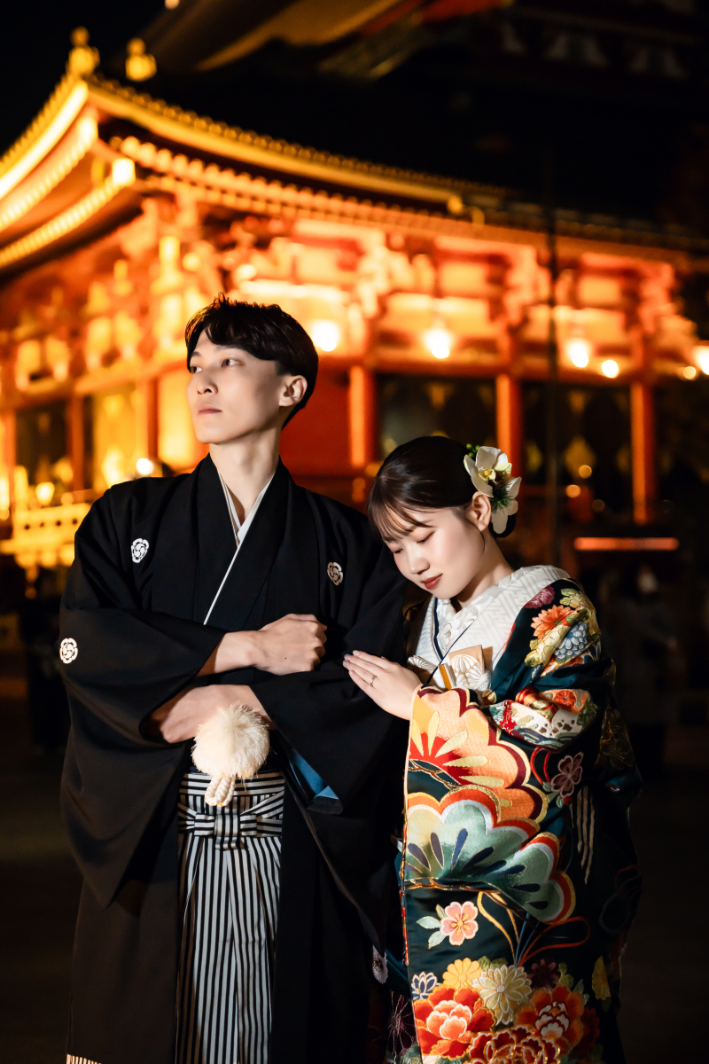 ◌。浅草の夜に包まれる 和装前撮り 。◌