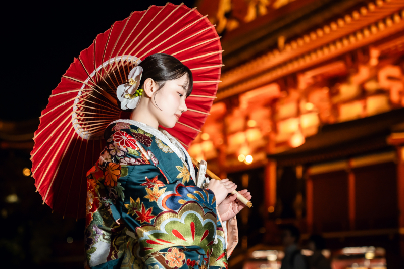 ◌。浅草の夜に包まれる 和装前撮り 。◌