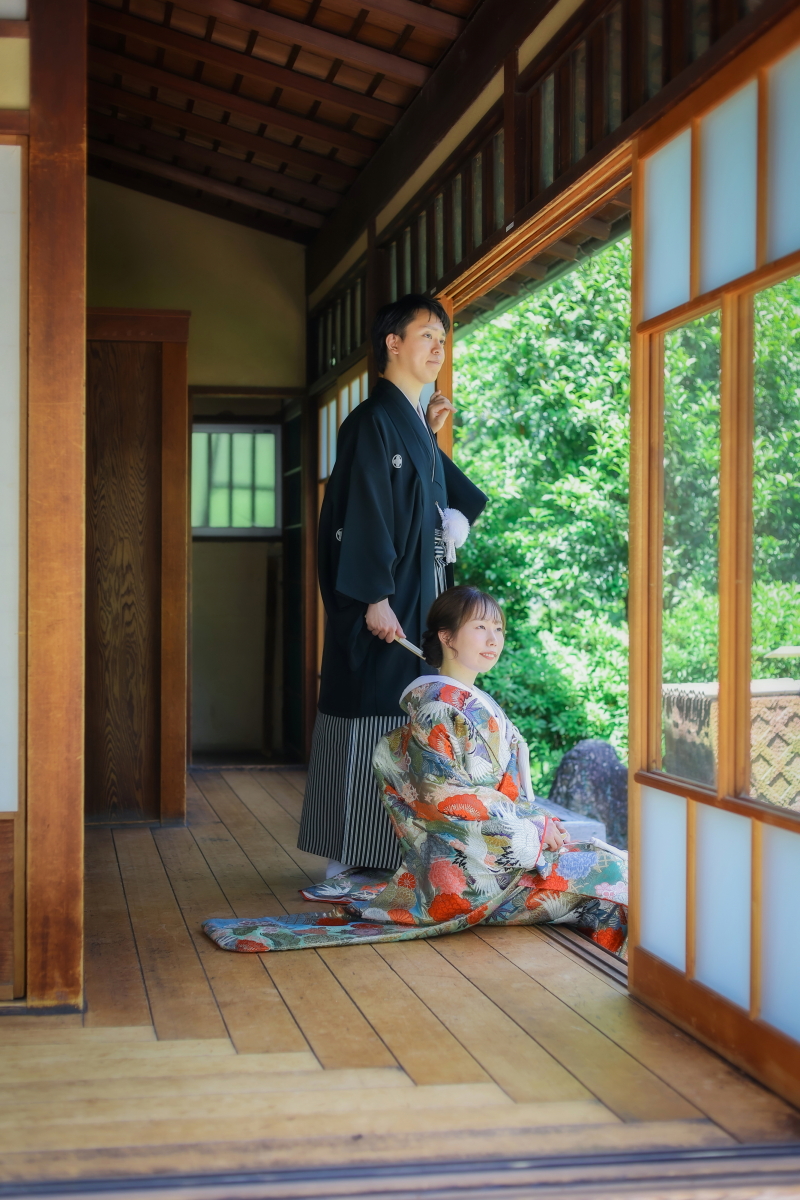 和装前撮り・フォトウェディングにおすすめロケスポット：名古屋市鶴舞公園（鶴々亭）