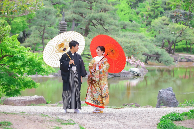 和装前撮り・フォトウェディングにおすすめロケスポット：名古屋市鶴舞公園（鶴々亭）