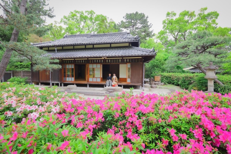和装前撮り・フォトウェディングにおすすめロケスポット：名古屋市鶴舞公園（鶴々亭）