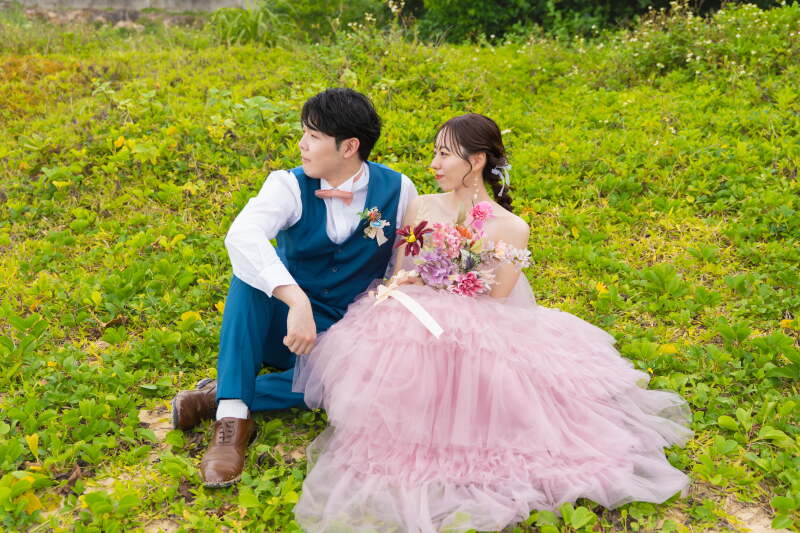 【くすみピンクドレス】でキュートな雰囲気に♡