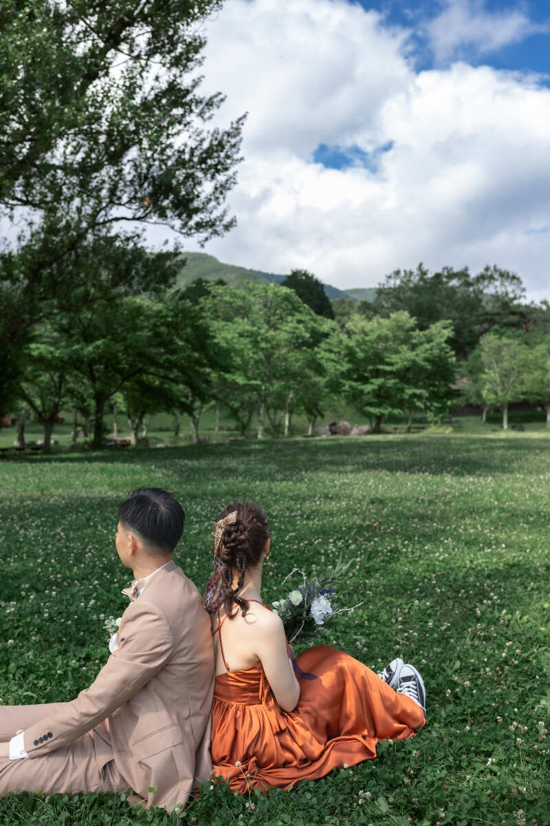 乗馬+芝生ロケーションのヘアメイク