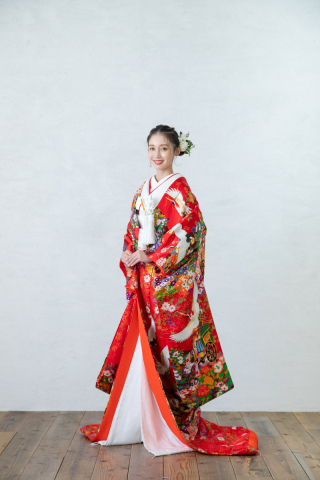 和装紹介【UR02】鶴と御所車と花