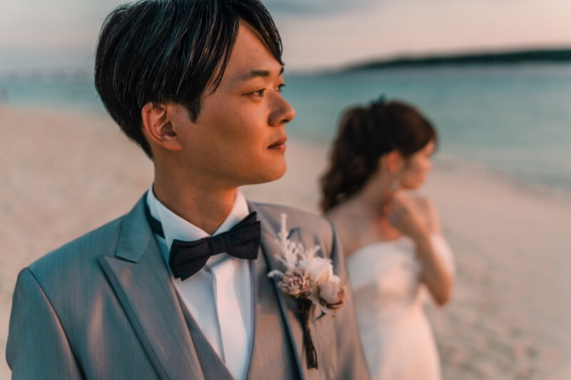 夕日が演出するエモーショナルなフォトウェディング～