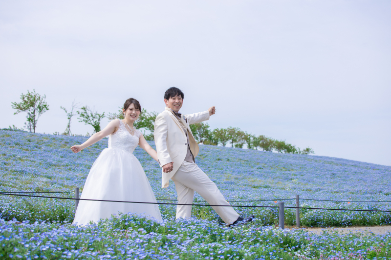 たくさんのネモフィラに囲まれて&hellip;♡