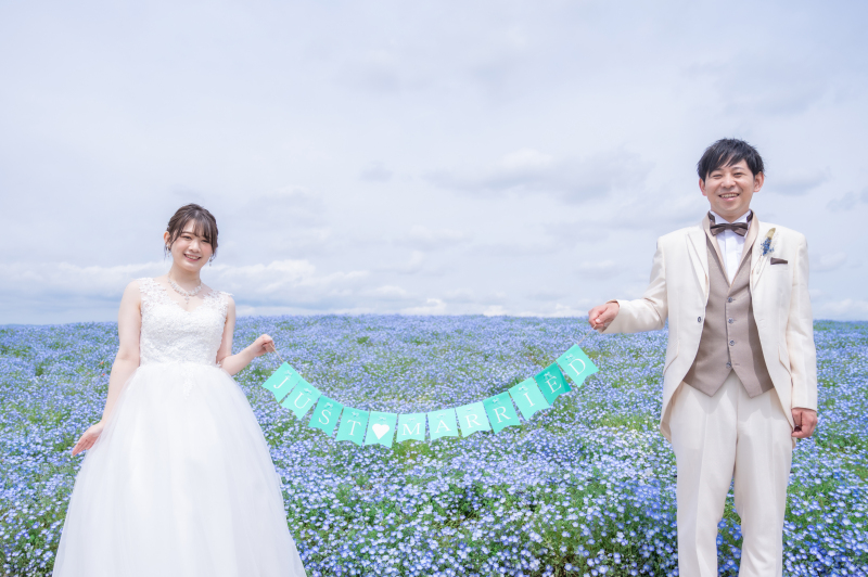 たくさんのネモフィラに囲まれて&hellip;♡