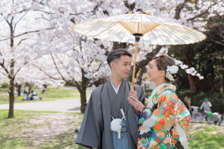 和装で桜ロケ♪