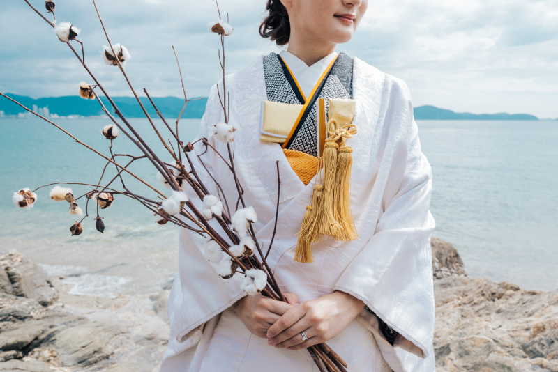 海で和装