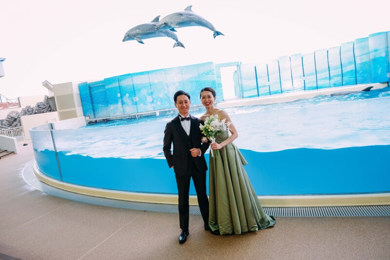 水族館で撮る幻想的なウェディングフォト