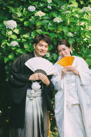 紫陽花と撮る妙本寺和装フォト