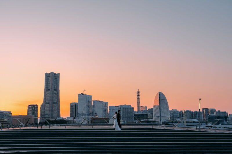 横浜の夜景を大さん橋で