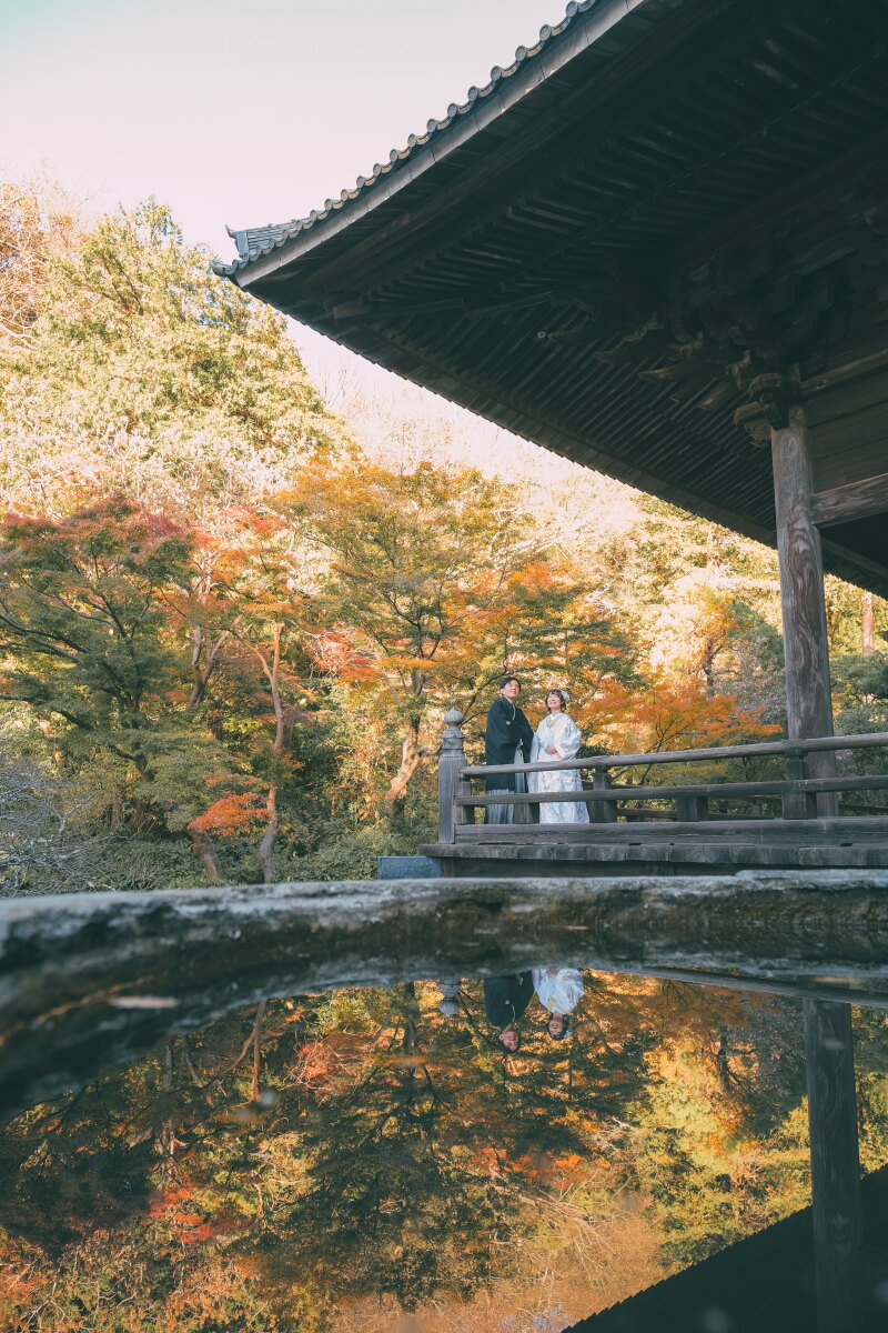 紅葉と和装