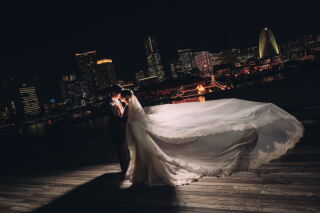 横浜の夜景を大さん橋で