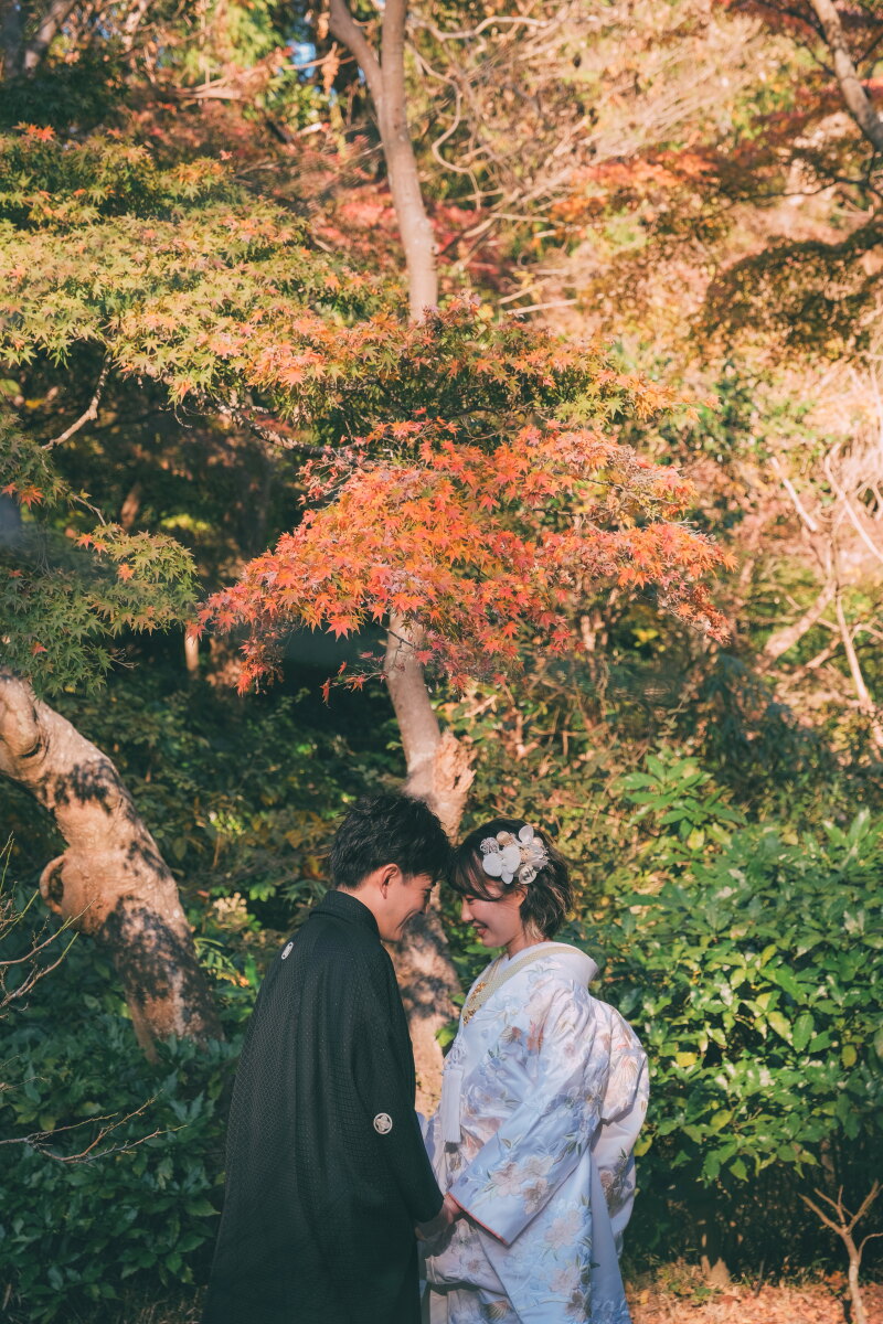 紅葉と和装