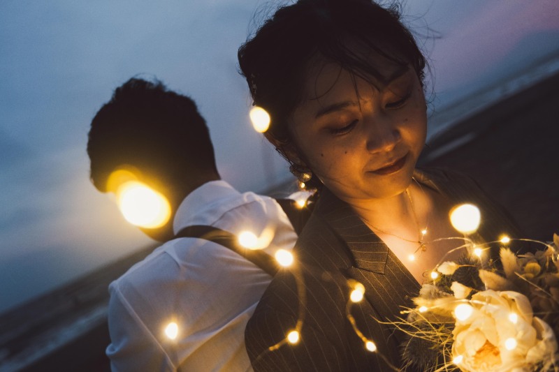 夕方から夜にしかできないウェディングフォト