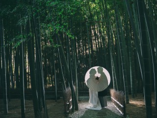 報国寺で和装フォト